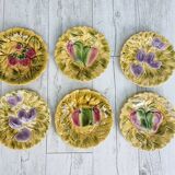 6 dessert plates sarreguemines ceramic barbotine fruits