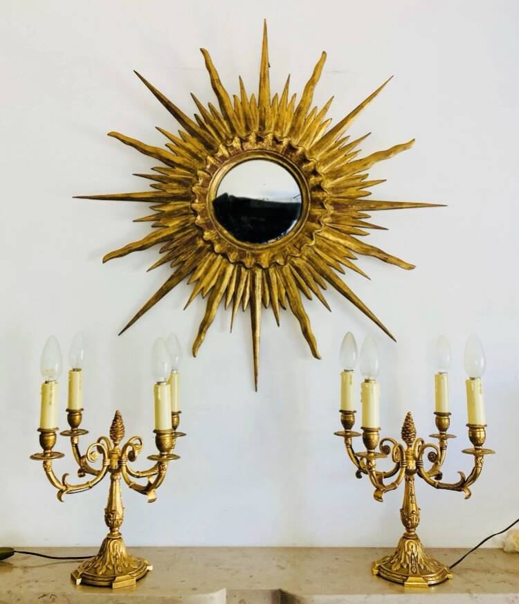 Pair of gilt bronze table lamps from the mid-20th century