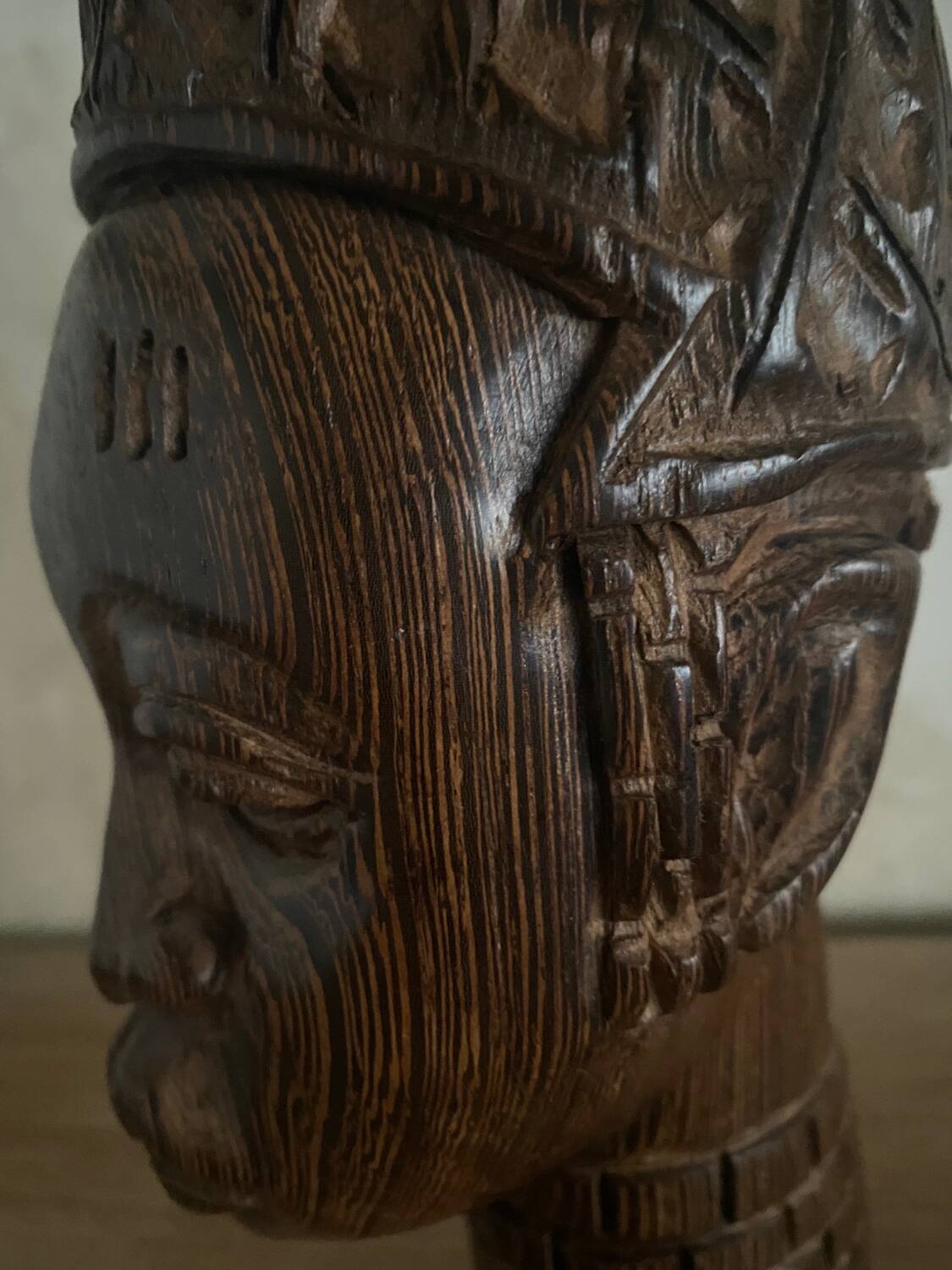 African wooden bust sculpture