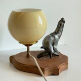 Art Deco Sea Lion blown glass lamp