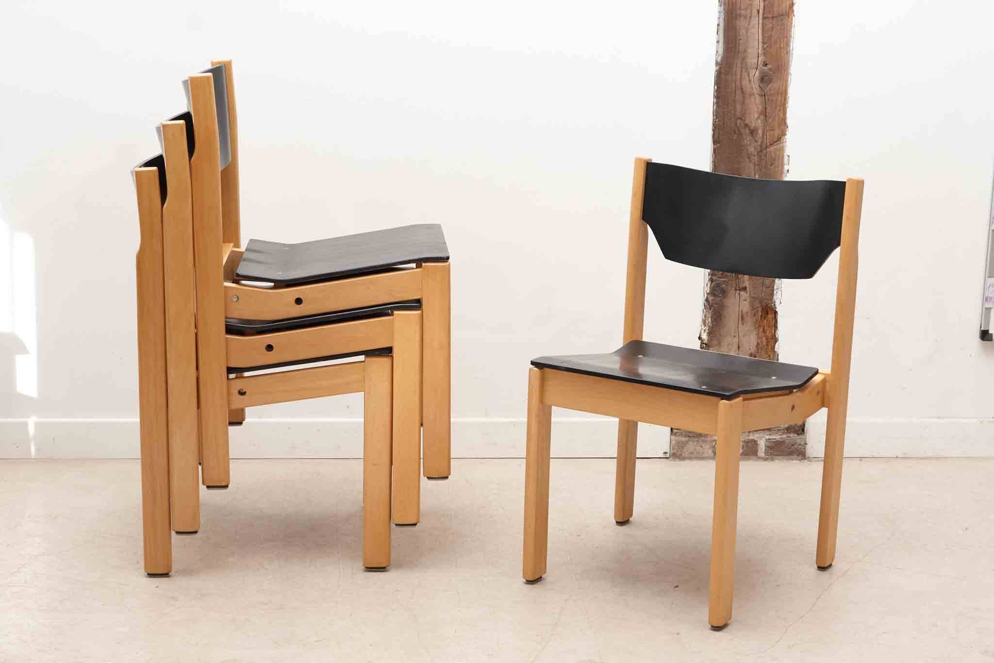 Scandinavian black and beech chair