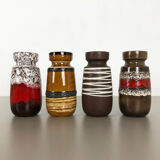 Set of four vintage pottery fat lava "242-22" vases made by Scheurich, Germany