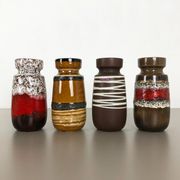 Set of four vintage pottery fat lava "242-22" vases made by Scheurich, Germany