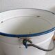 Set of 4 Vintage White Enamel Bucket Planter: 1970s EMO Celje Yugoslavia