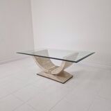 Table à café en pierre de Mactan ou table en pierre fossile, années 1990