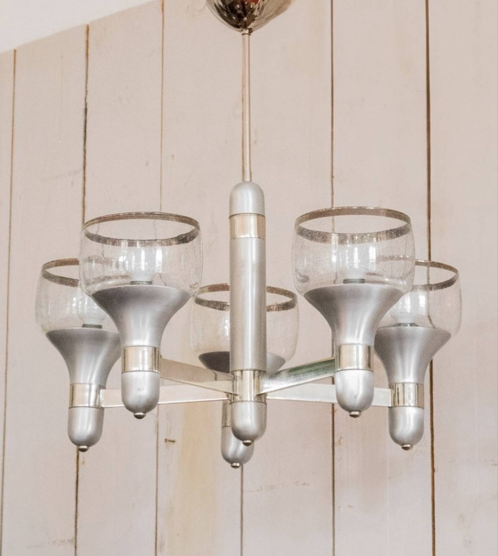 Lustre 5 branches en aluminium brossé