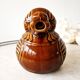 Brown duck slip pitcher from Sarreguemines, France, 1970s