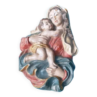 Virgin and Child colored wood