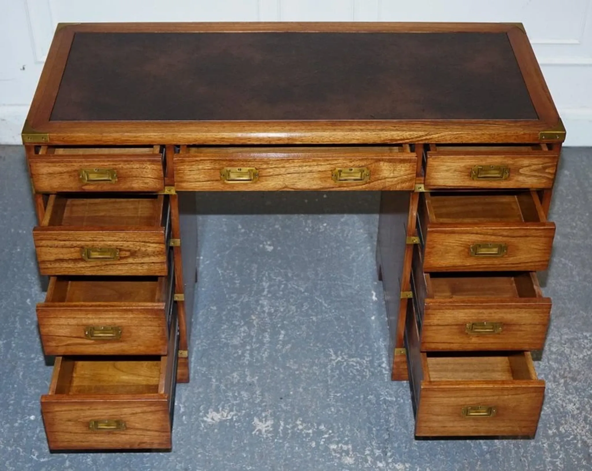 Vintage Military Campaign Desk with Brass Fittings