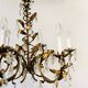 Vintage gold leaf crystal chandelier with 6 lights, 1950s.