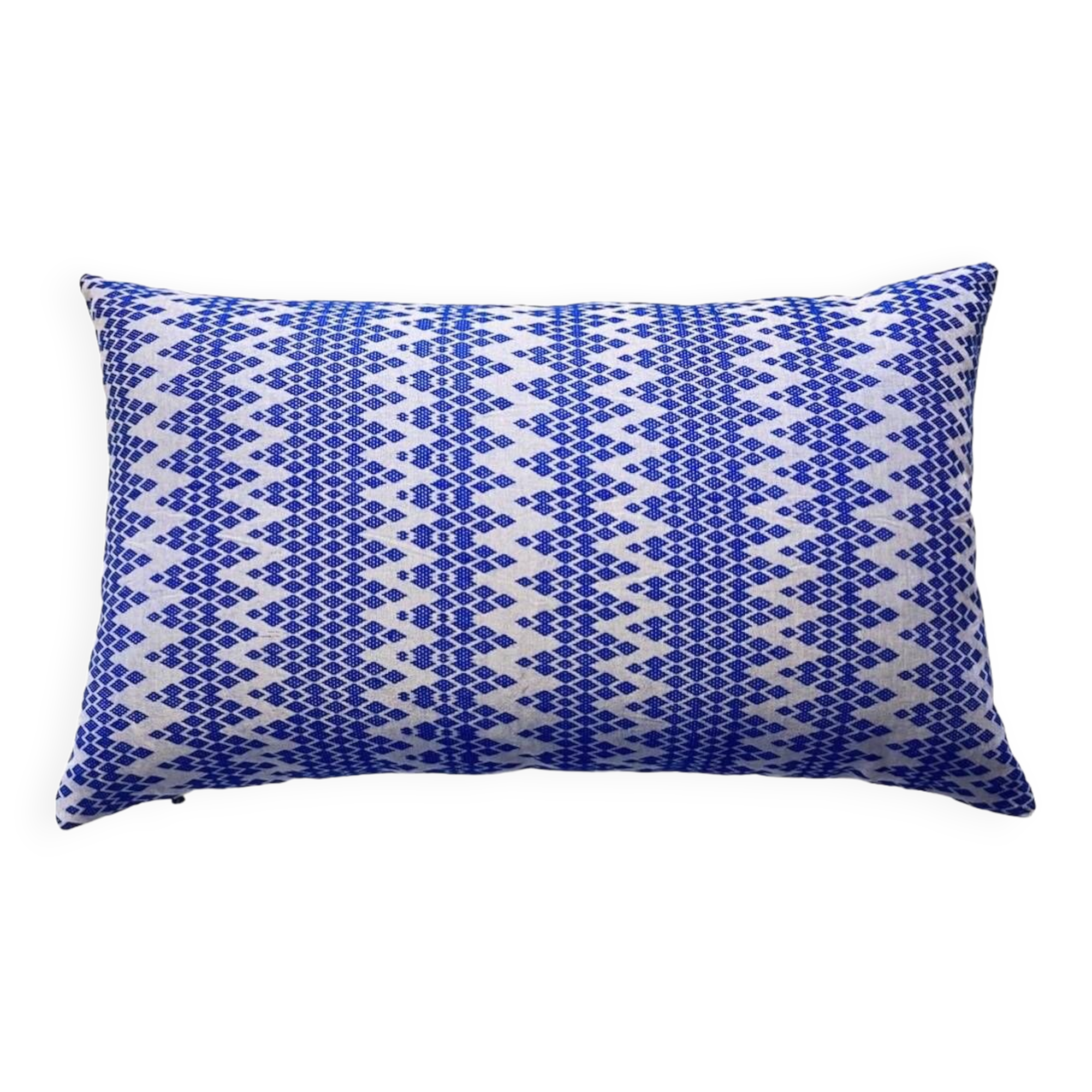 White and blue Kachin cushion