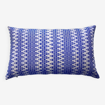 White and blue Kachin cushion