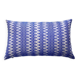 Coussin Kachin blanc et bleu