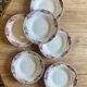 Set of 8 vintage soup plates decorated with pink and black flowers - Saint Amand