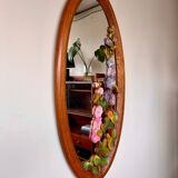 Miroir sculpté en bois décors fleurs