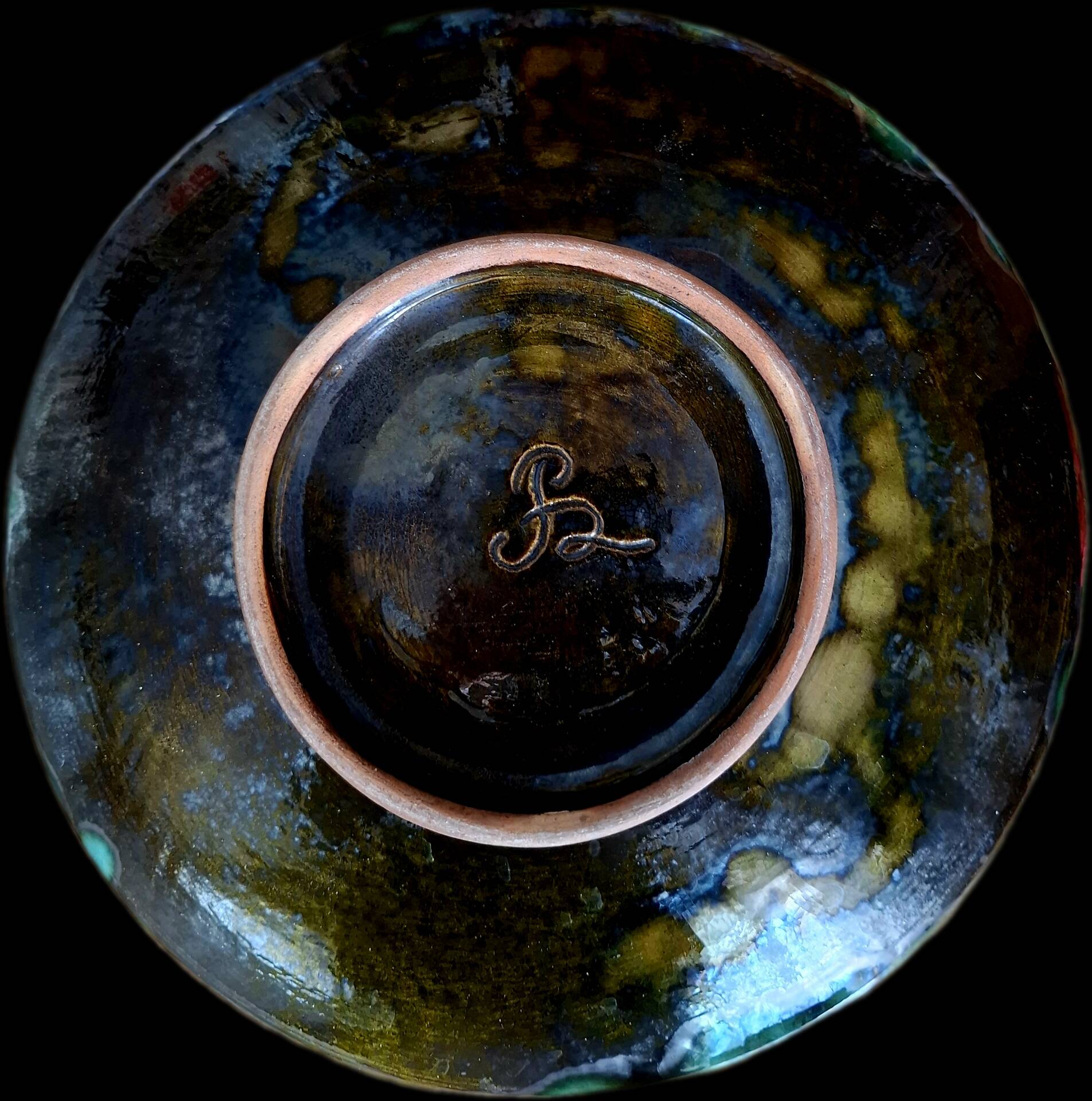 Emerald green ceramic presentation plate Pissareff