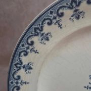 Antique plate Terre de Fer Clairefontaine Rouen blue decoration