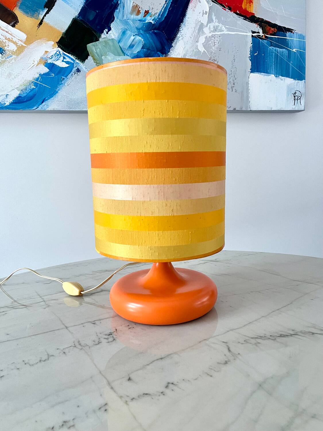 Vintage orange ceramic table lamp 1970