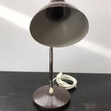 Brown Metal Desk Lamp with Flexible Chrome Arm, 1970s Industrial Vintage