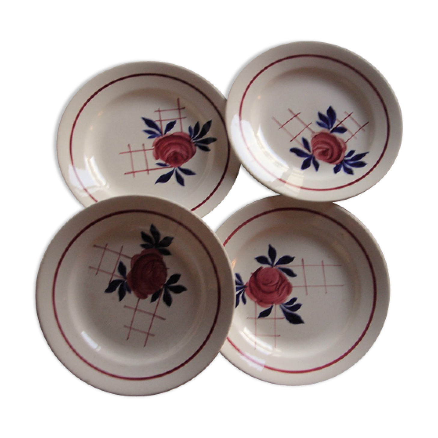 Set of 4 dinner plates St. Amand Art Deco 1932