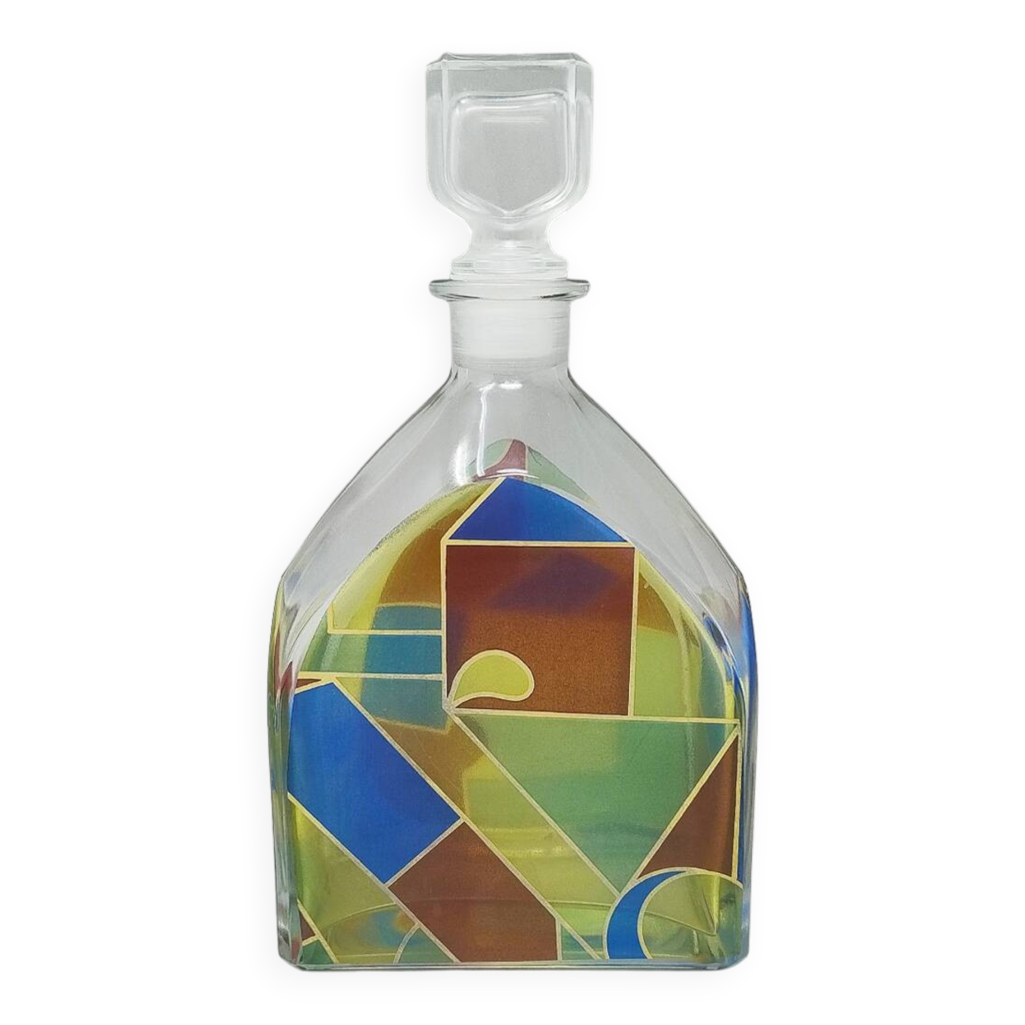 1970s Stunning Decanter or Decorative Bottle by Luigi Bormioli. Made in Ita