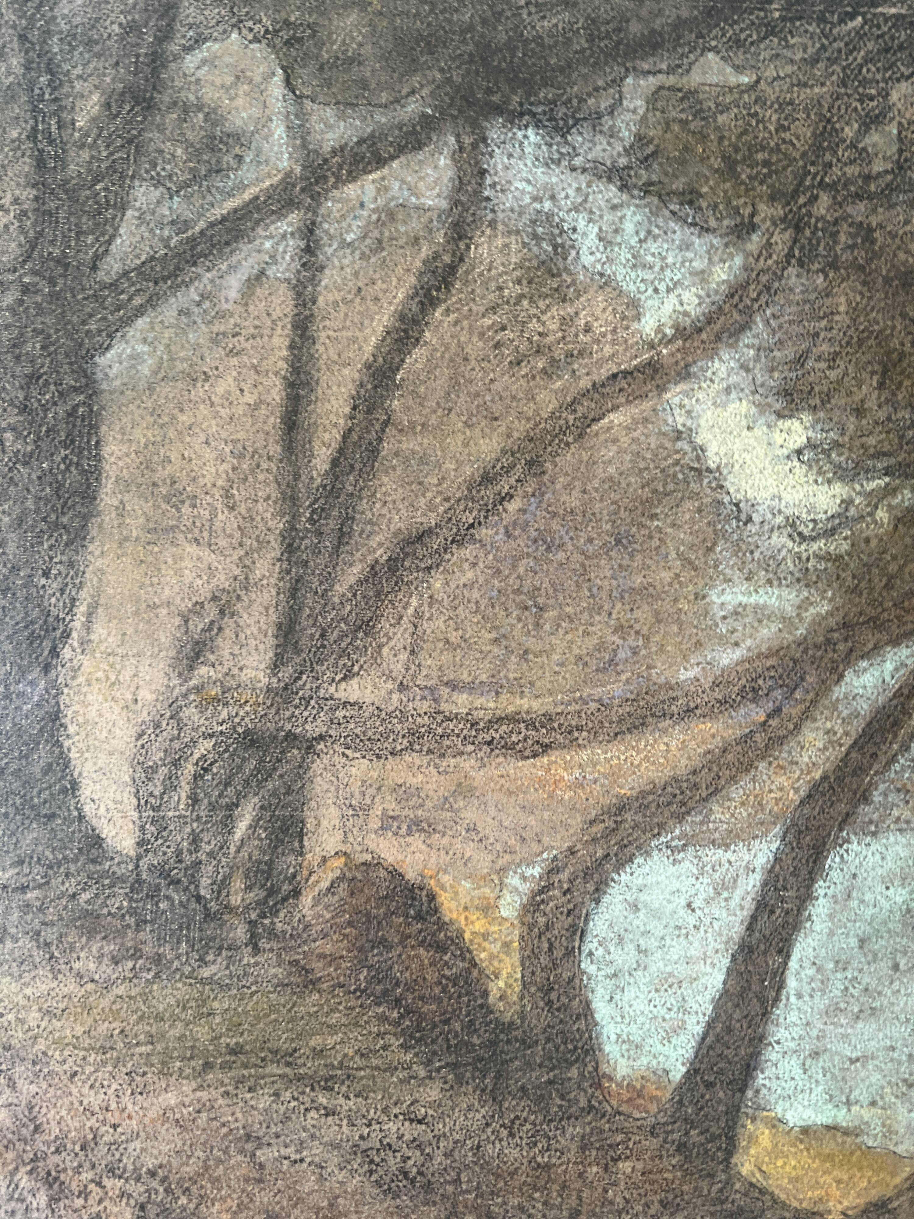 Pastel landscape under glass signed Henri Marchal