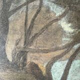 Pastel landscape under glass signed Henri Marchal