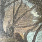 Tableau paysage en pastel sous verre signé Henri Marchal
