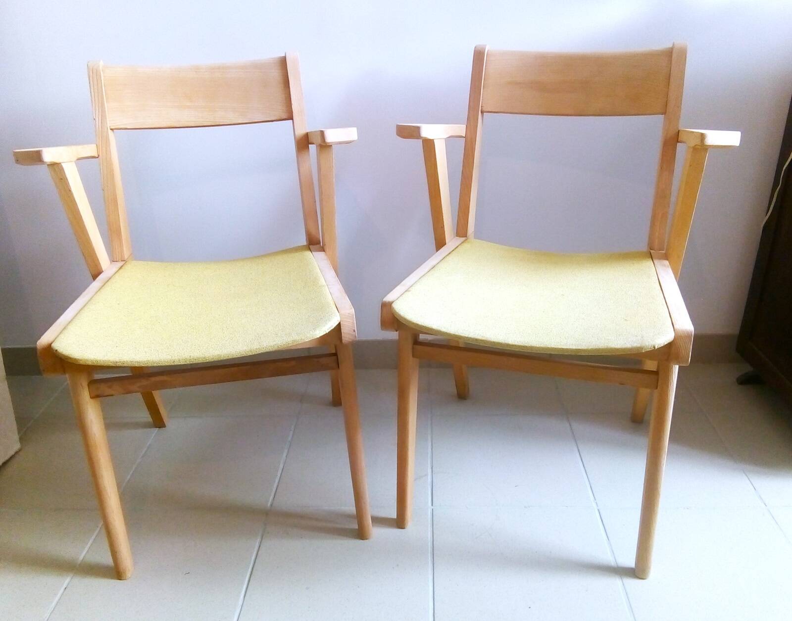 Pair of vintage 1950 sandblasted bridge armchairs