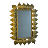 Miroir soleil en fer forgé rectangulaire des années 50