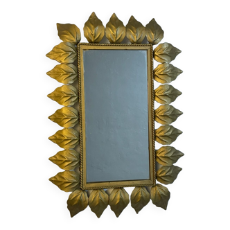 Rectangular wrought iron sun mirror from the 50