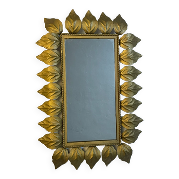 Rectangular wrought iron sun mirror from the 50