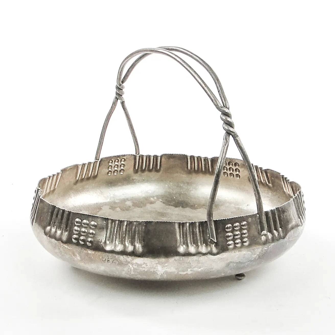 Art Nouveau fruit basket, silver metal, Kaiser, Germany, early 20th century