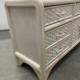 White wash sideboard made of woven rattan/bamboe, '70