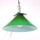 Green Murano conical pendant light, Italy 1980.