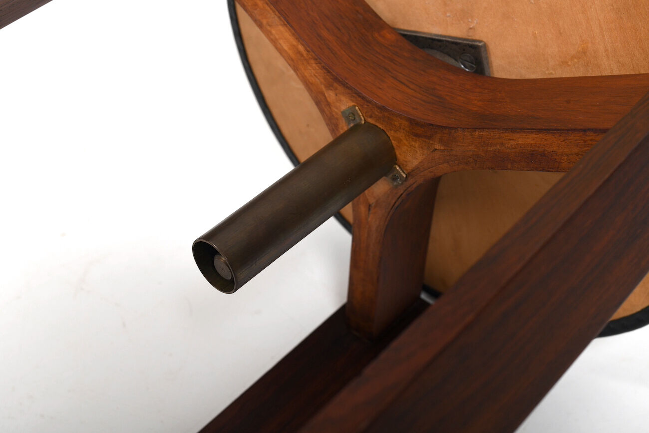 Tabouret danois réglable en hauteur avec cuir noir 1960
