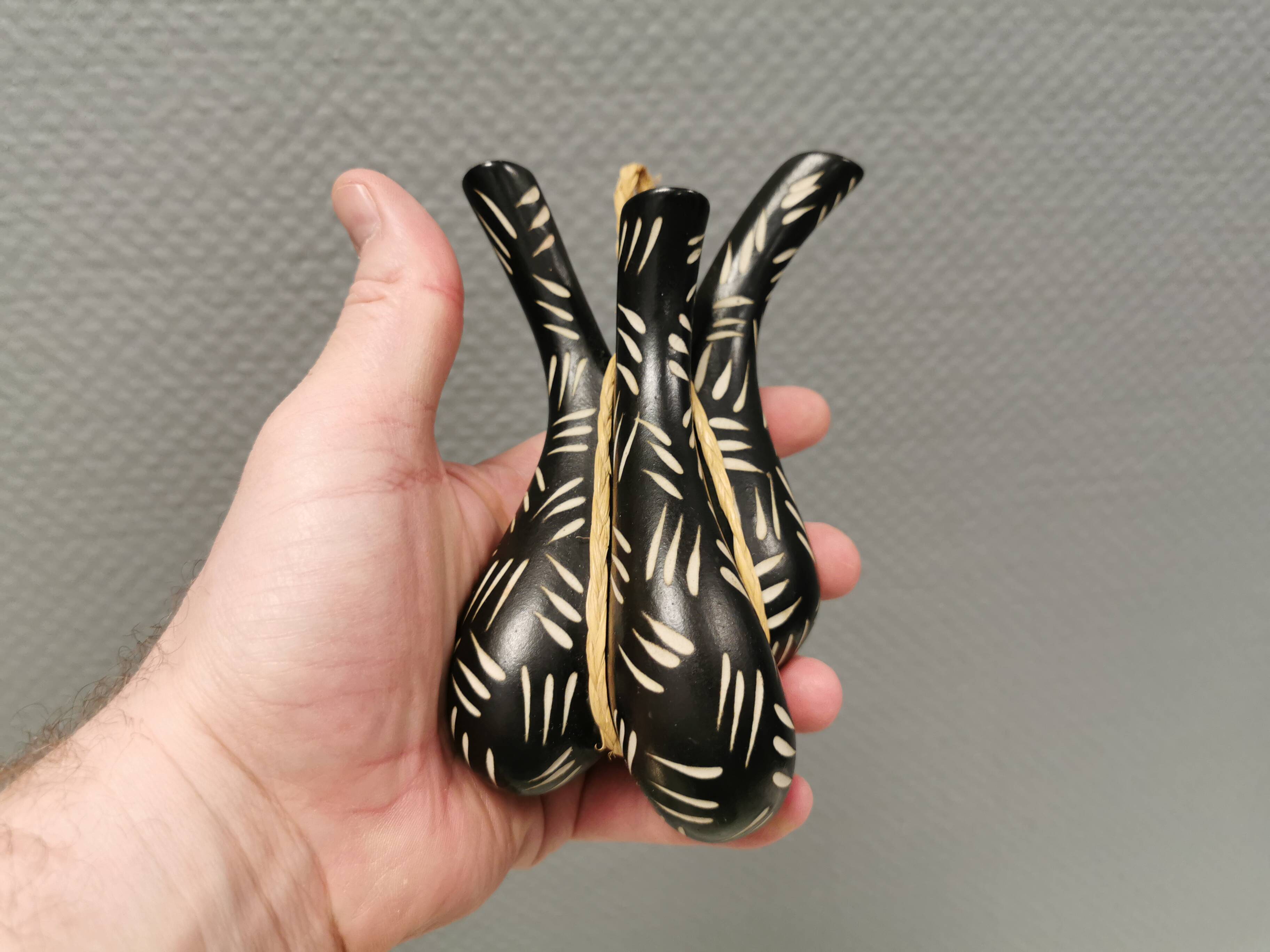 Wall-mounted vase for three small flowers by Loholt ceramics Denmark 70-80s