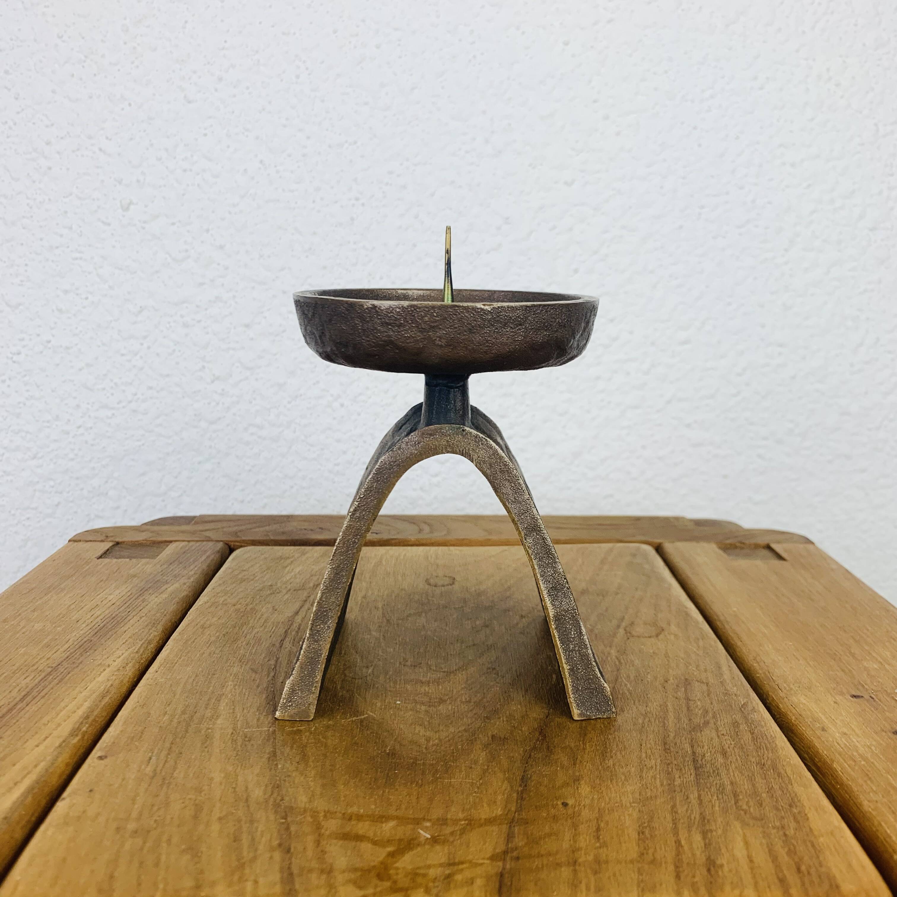Brutalist bronze candle holder Strassacker Kunstguss Sussen