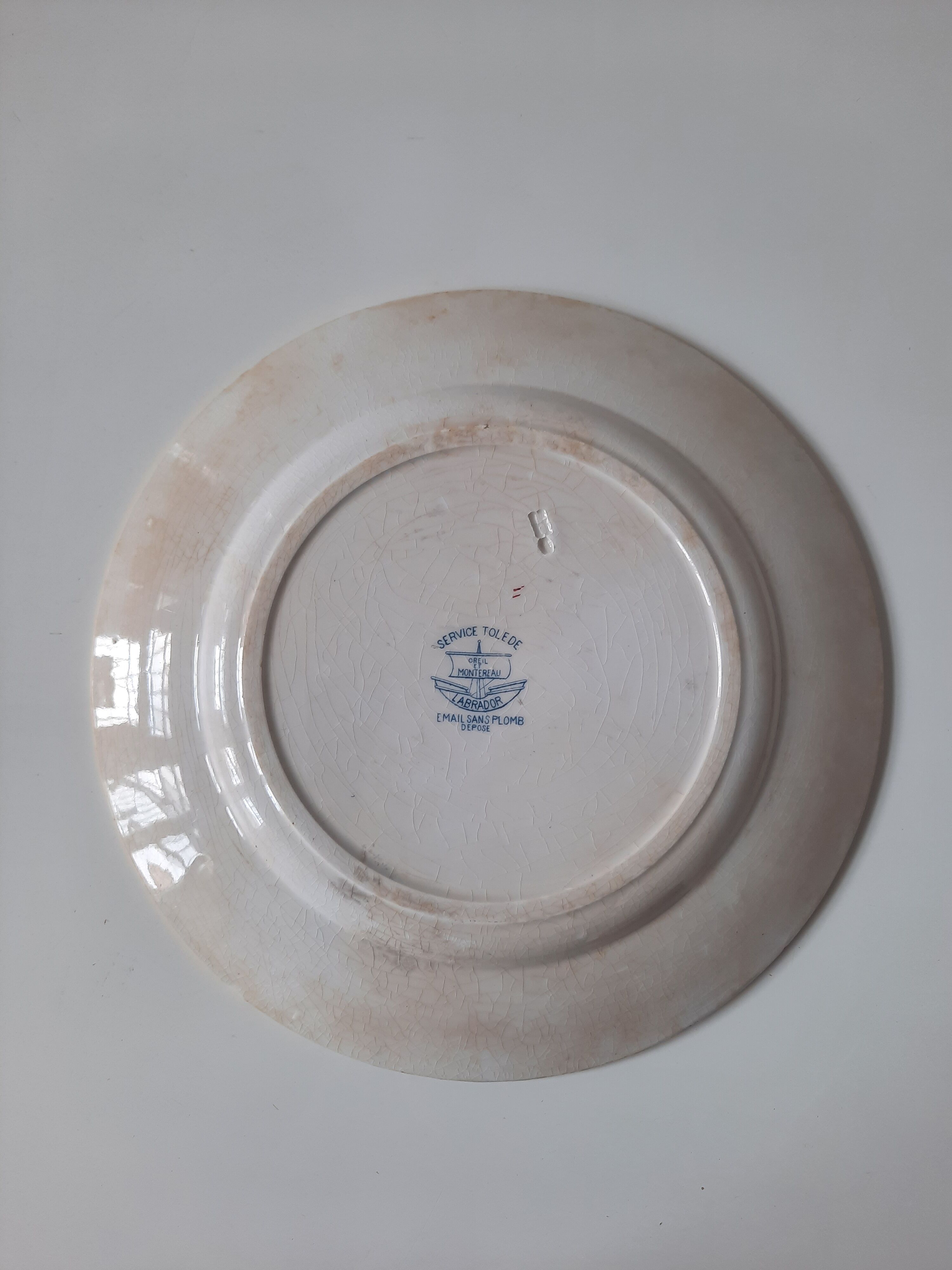 Flat old plate, Faïence Creil and Montereau, Toledo model