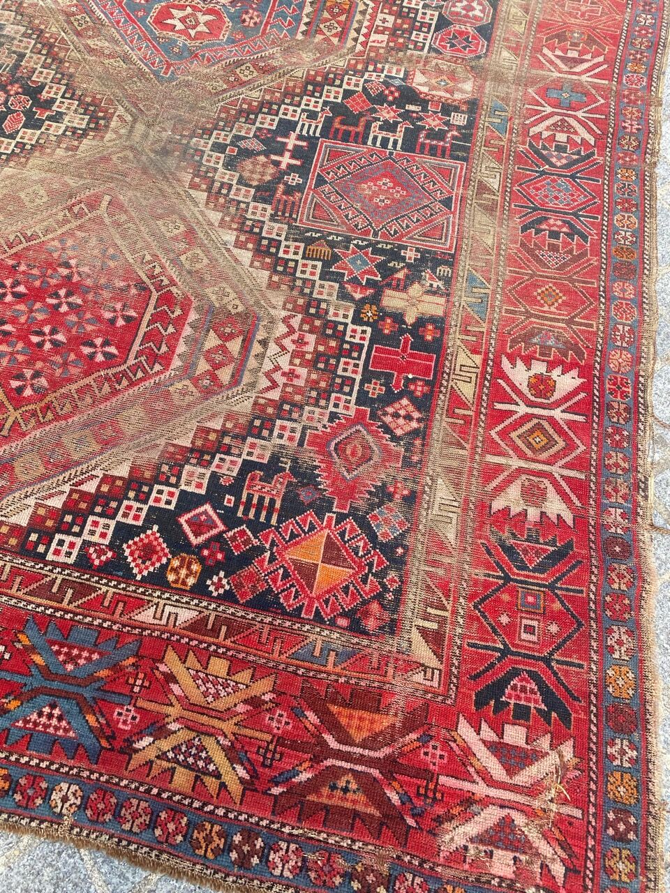 Antique carpet chirwan daghistan handmade 177x350 cm