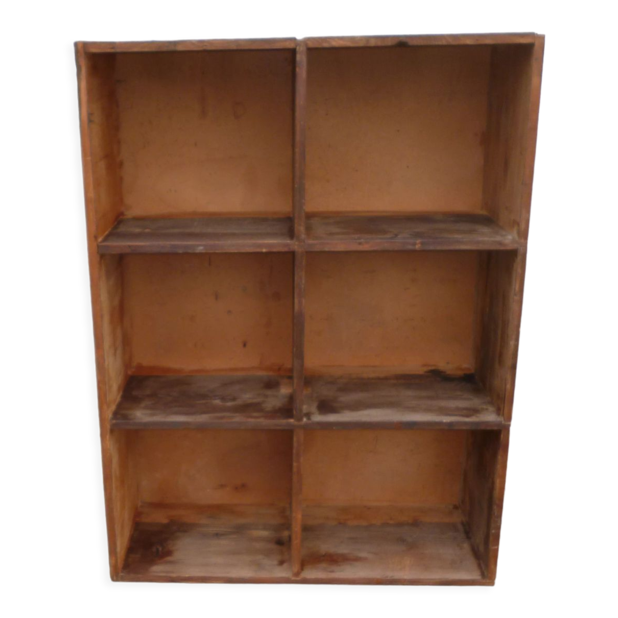 Shelves with vintage wooden lockers