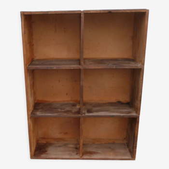 Shelves with vintage wooden lockers