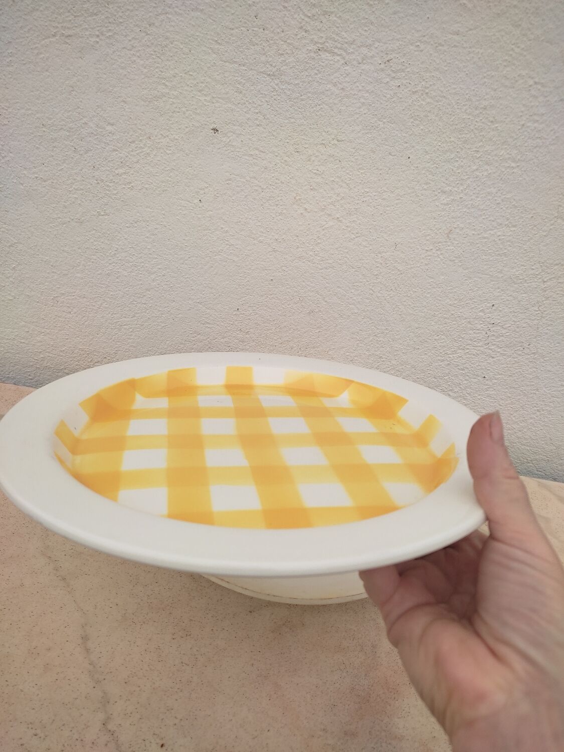 2 Yellow checkered dishes Sarreguemines
