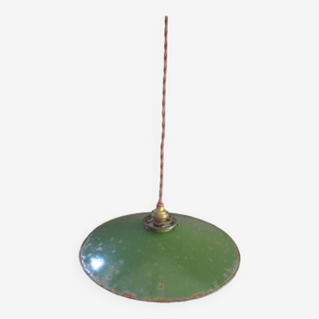 Green enameled sheet metal pendant light