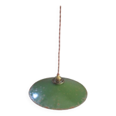 Green enameled sheet metal pendant light