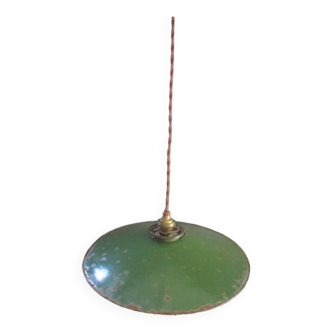 Green enameled sheet metal pendant light