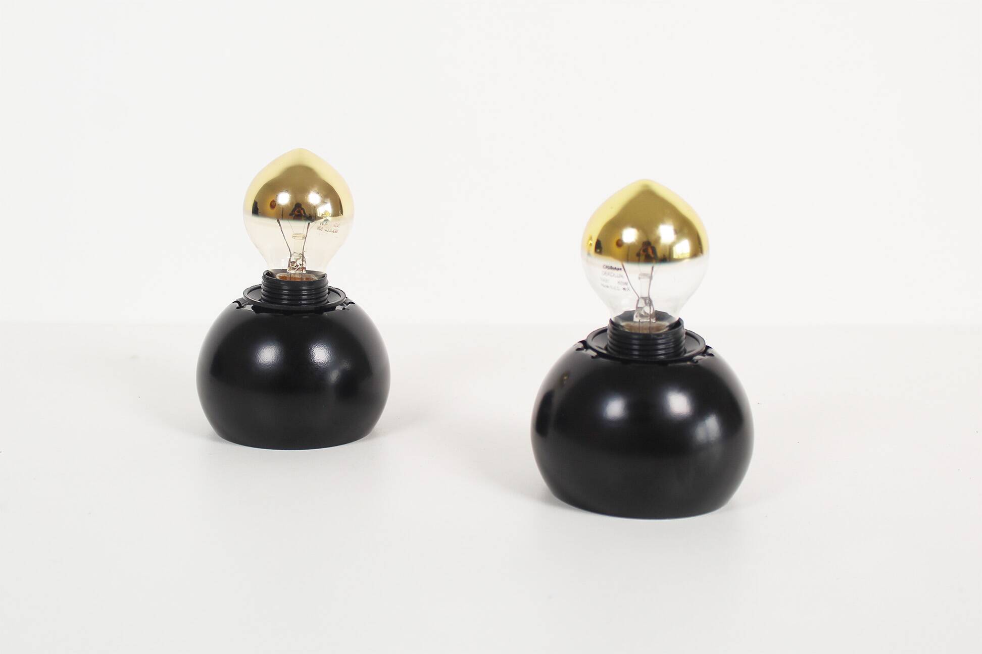 Set (2) of petite playful painted 'ball' wall lights, Italy 1970's
