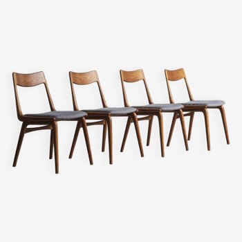 Ensemble de 4 chaises à repas boomerang par Alfred Christensen, Danemark, 1960