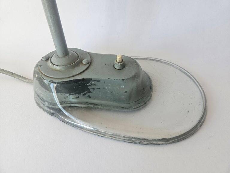 Lampe de bureau industrielle Bauhaus, Marianne Brandt, Kandem, base en verre, années 1930
