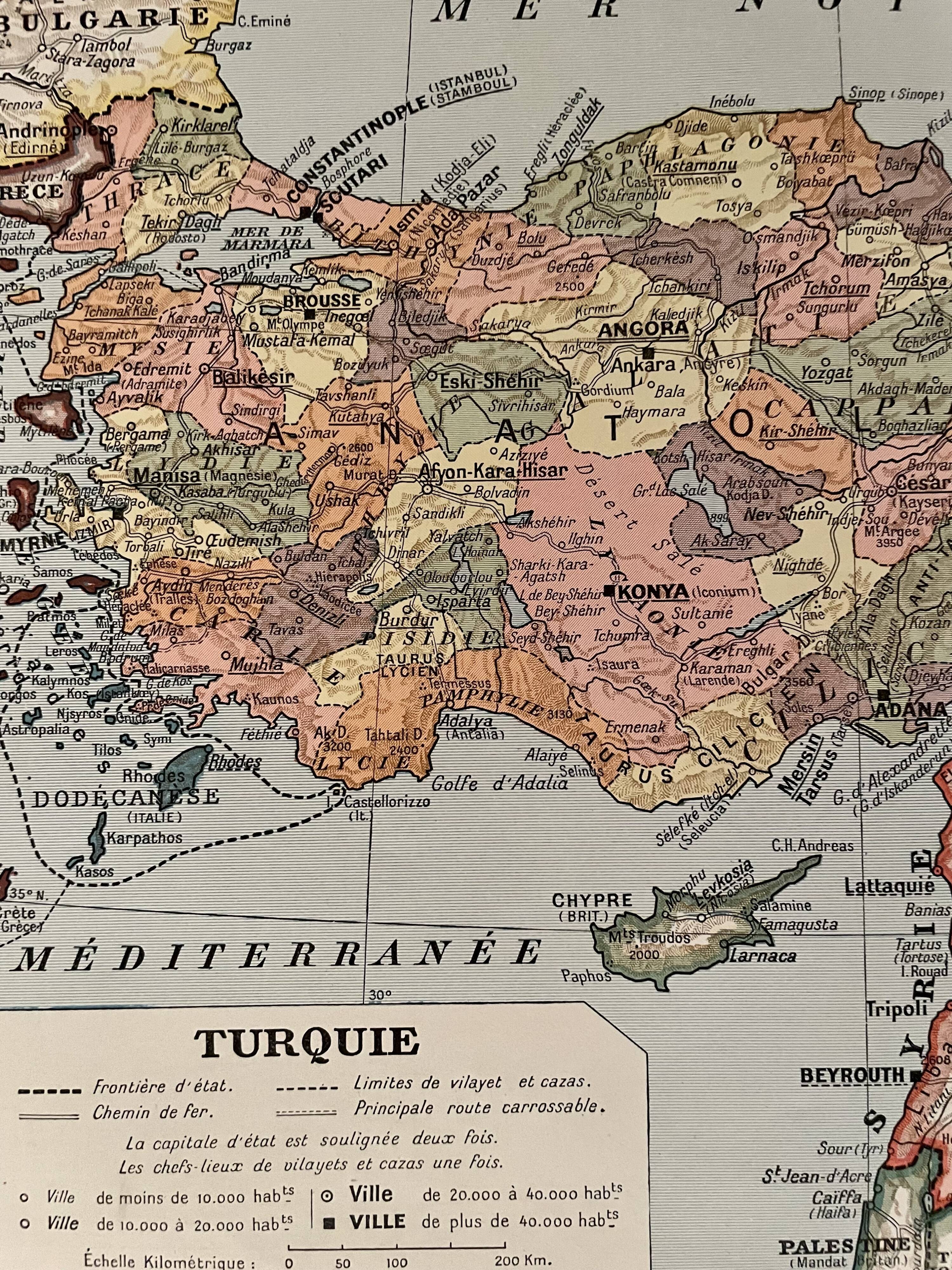 Carte sur la Turquie - 1930